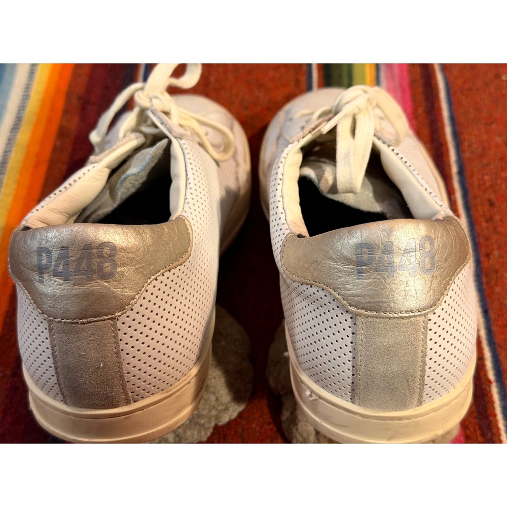 p448 Sneakers Women EU 41/US 9.5-10 White Leather Suede - Picture 6 of 10